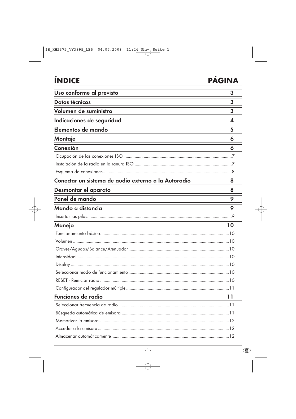 Índice página | Silvercrest KH 2375 User Manual | Page 3 / 74