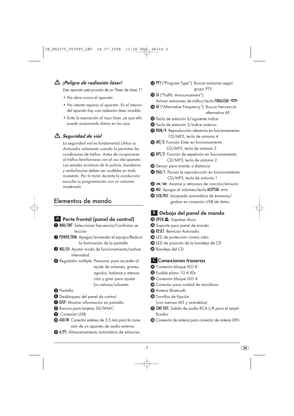 Elementos de mando | Silvercrest KH 2375 User Manual | Page 7 / 74
