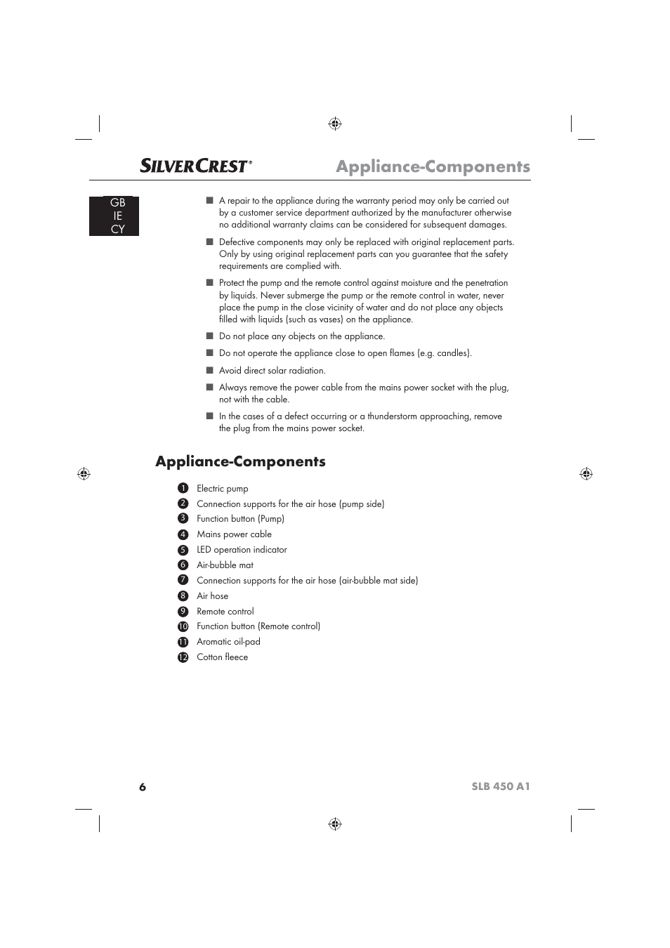 Appliance-components | Silvercrest SLB 450 A16 User Manual | Page 8 / 22