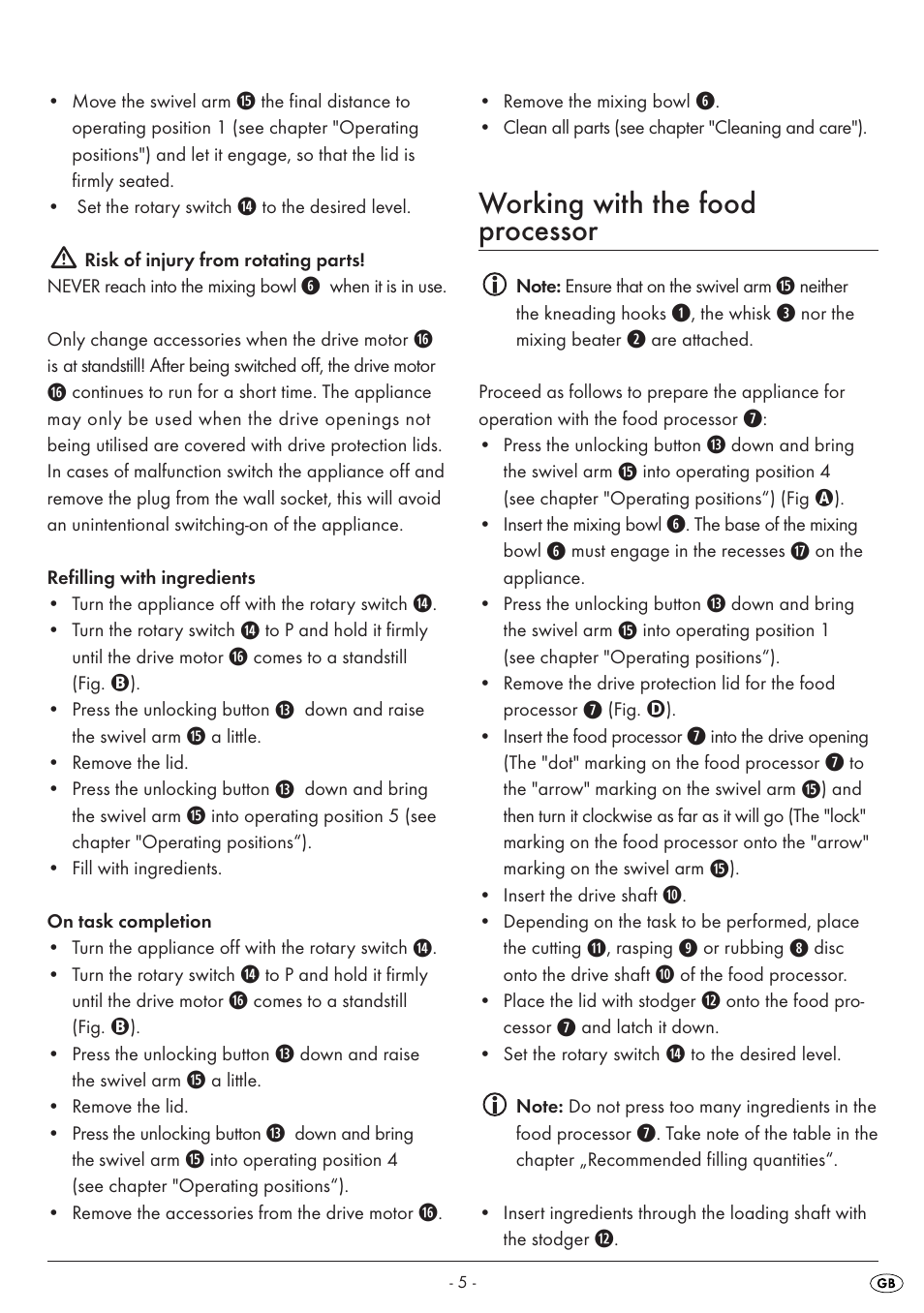 Working with the food processor | Silvercrest SKM550EDSA1-06/10-V3 User Manual | Page 7 / 23