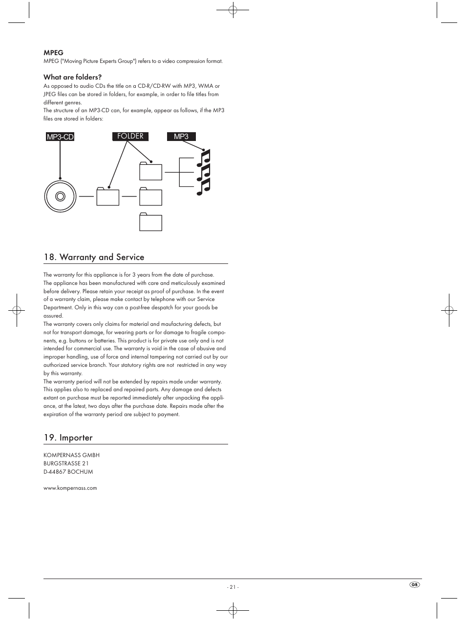 Warranty and service, Importer | Silvercrest KH 6523 User Manual | Page 23 / 26