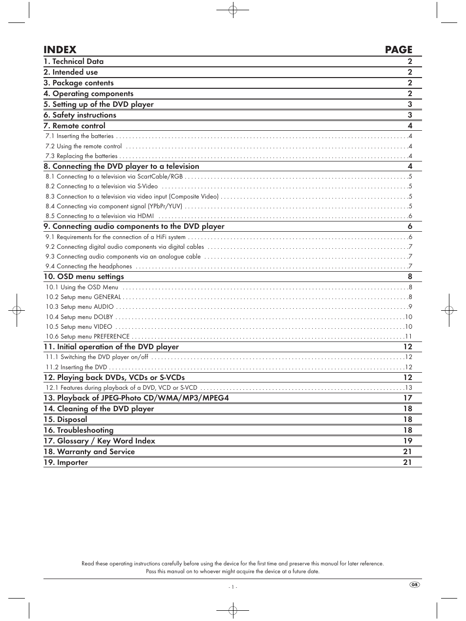 Index page | Silvercrest KH 6523 User Manual | Page 3 / 26