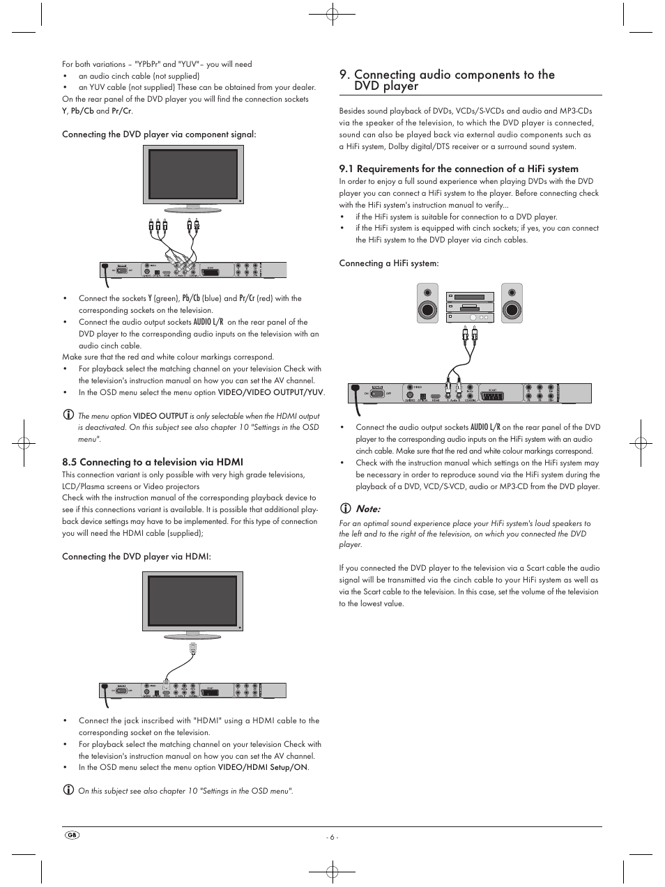 Connecting audio components to the dvd player | Silvercrest KH 6523 User Manual | Page 8 / 26