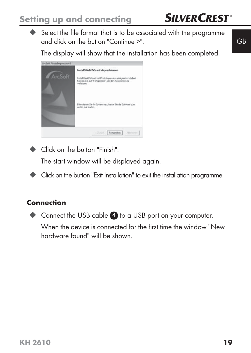 Setting up and connecting | Silvercrest KH2610 08/2009-V3 User Manual | Page 17 / 86