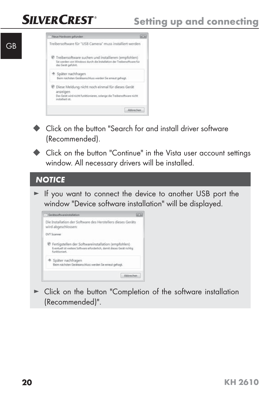 Setting up and connecting | Silvercrest KH2610 08/2009-V3 User Manual | Page 18 / 86