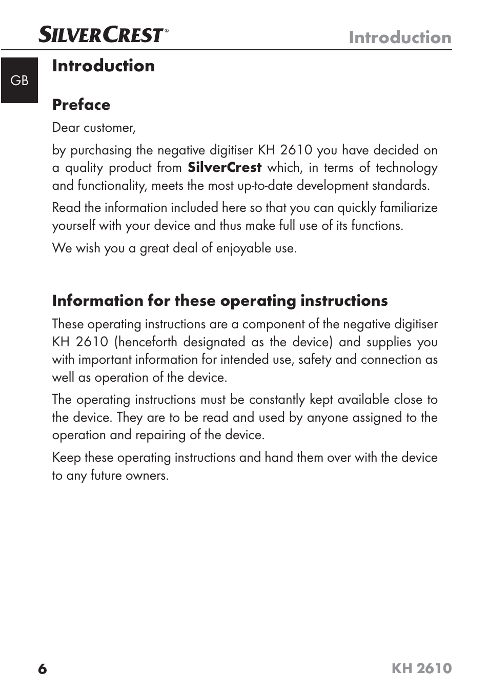 Introduction | Silvercrest KH2610 08/2009-V3 User Manual | Page 4 / 86