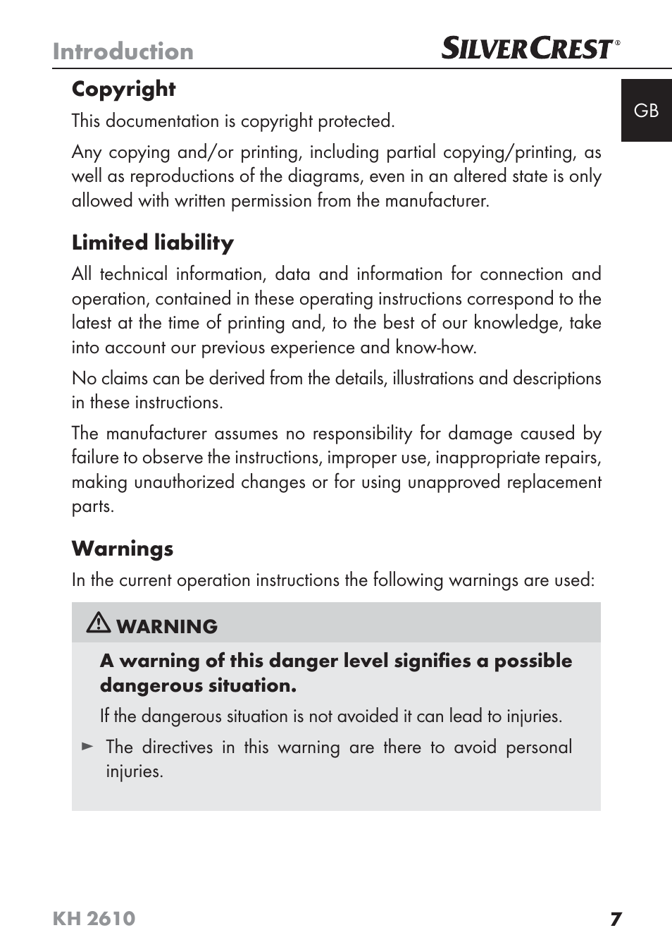 Introduction | Silvercrest KH2610 08/2009-V3 User Manual | Page 5 / 86