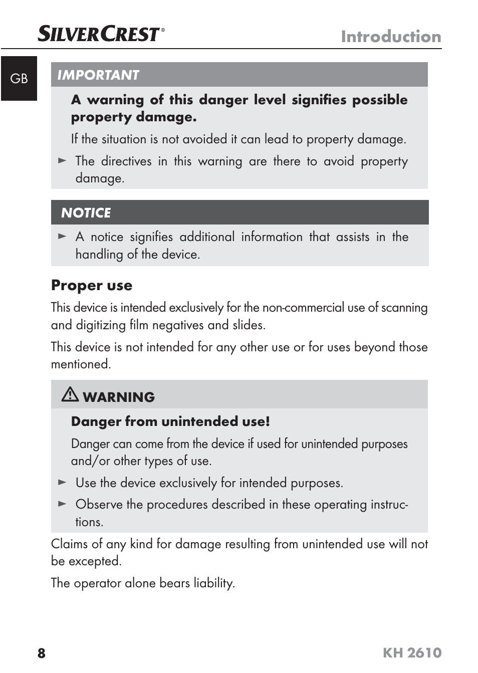 Introduction | Silvercrest KH2610 08/2009-V3 User Manual | Page 6 / 86