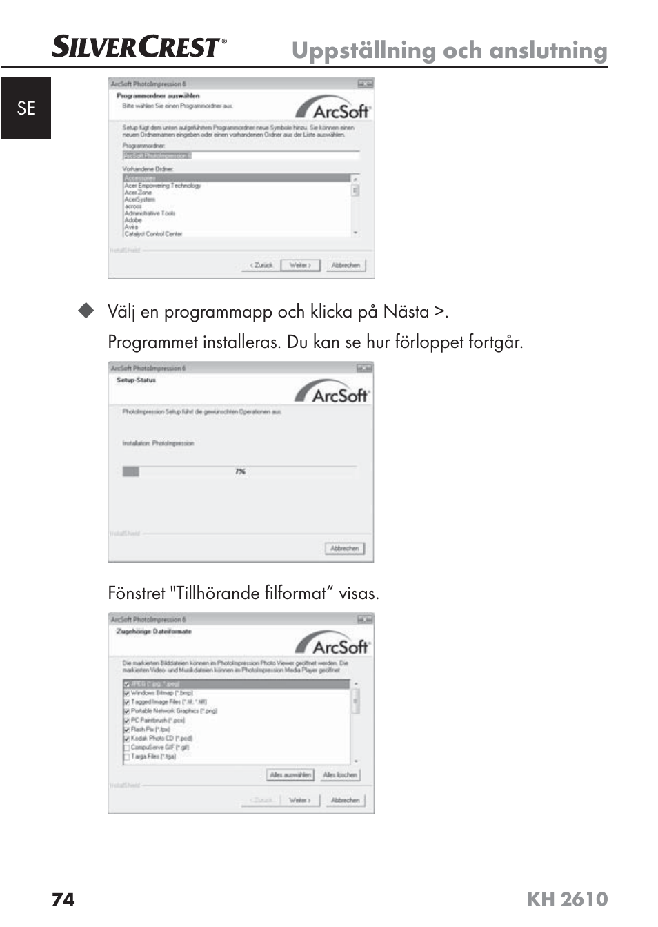 Uppställning och anslutning | Silvercrest KH2610 08/2009-V3 User Manual | Page 72 / 86