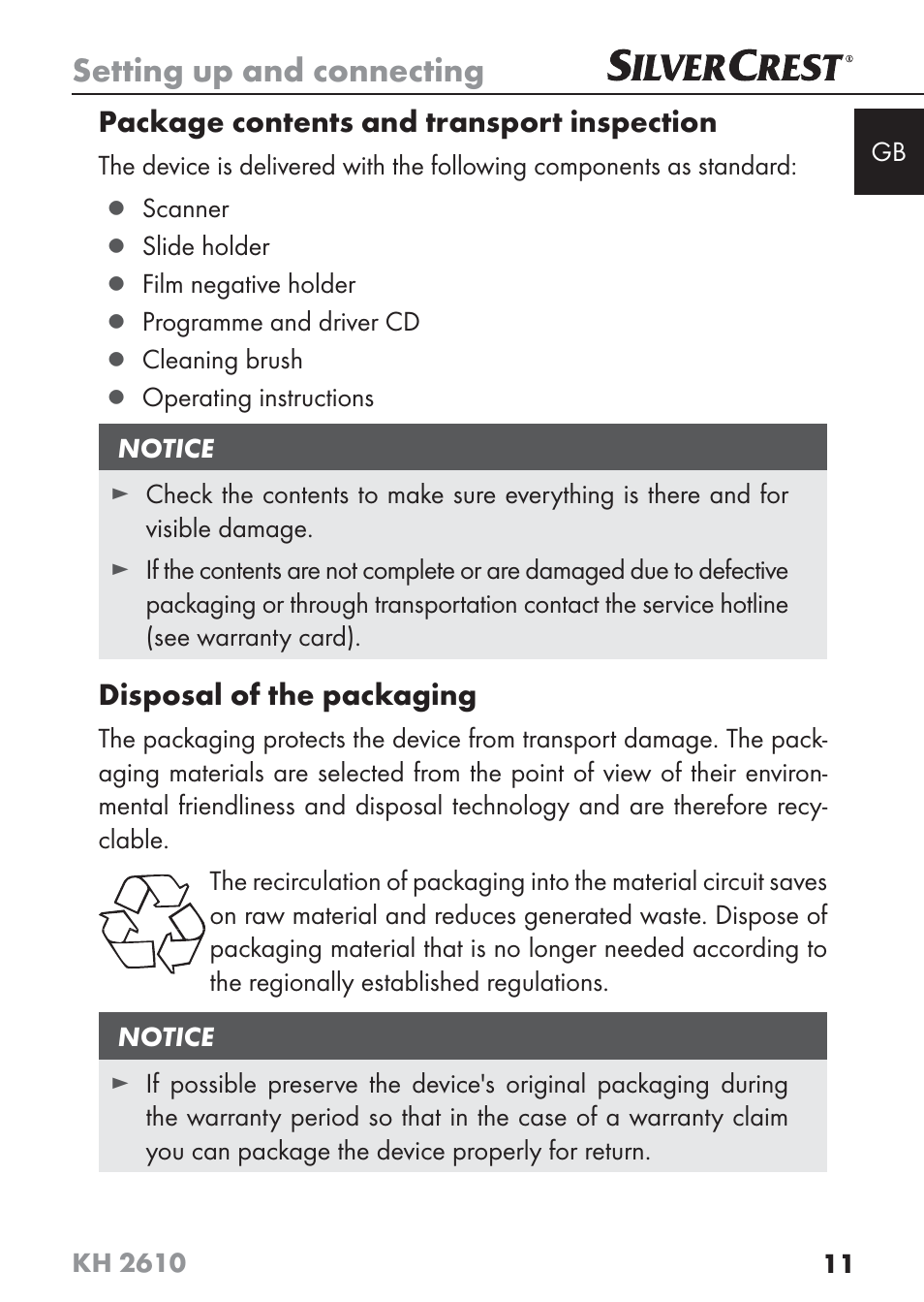 Setting up and connecting | Silvercrest KH2610 08/2009-V3 User Manual | Page 9 / 86