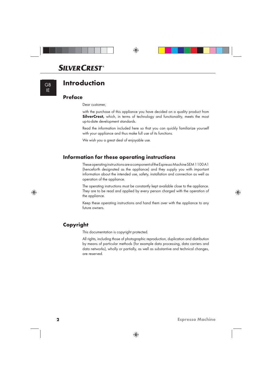 Introduction, Preface, Information for these operating instructions | Copyright | Silvercrest SEM 1100 A1 User Manual | Page 4 / 22