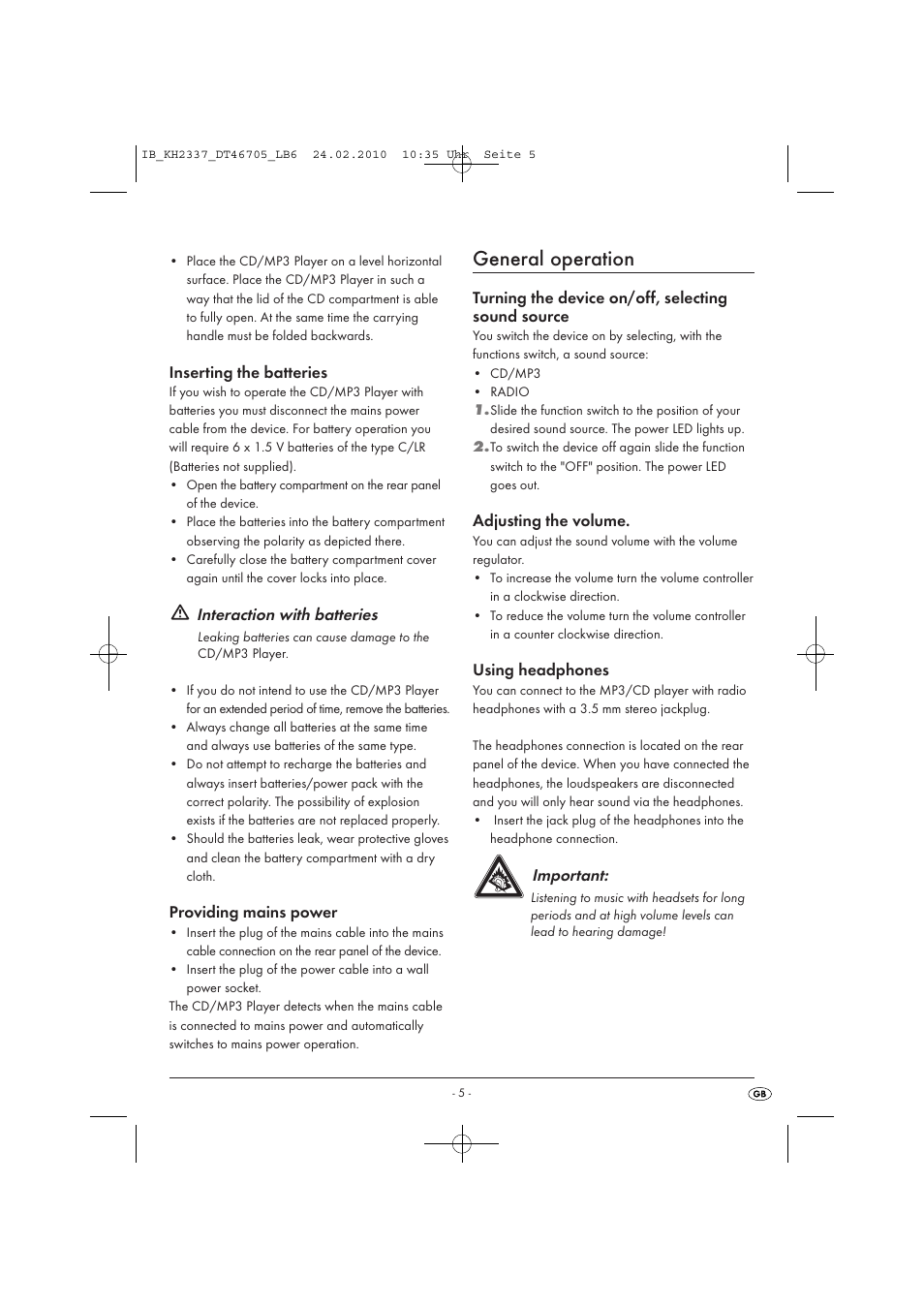 General operation | Silvercrest KH 2337 User Manual | Page 7 / 12