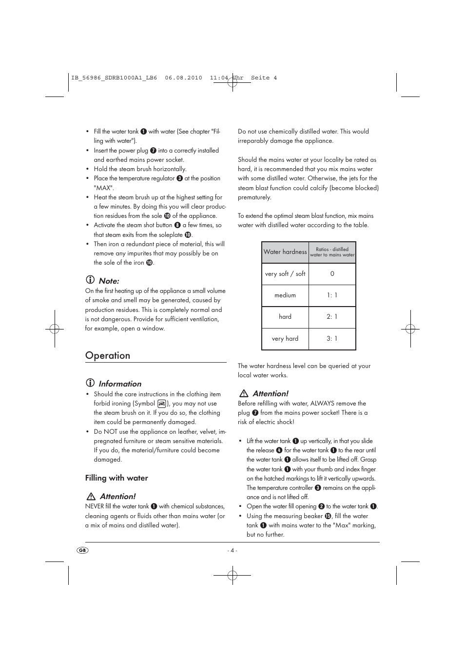 Operation, Information, Attention | Silvercrest SDRB 1000 A16 User Manual | Page 6 / 10