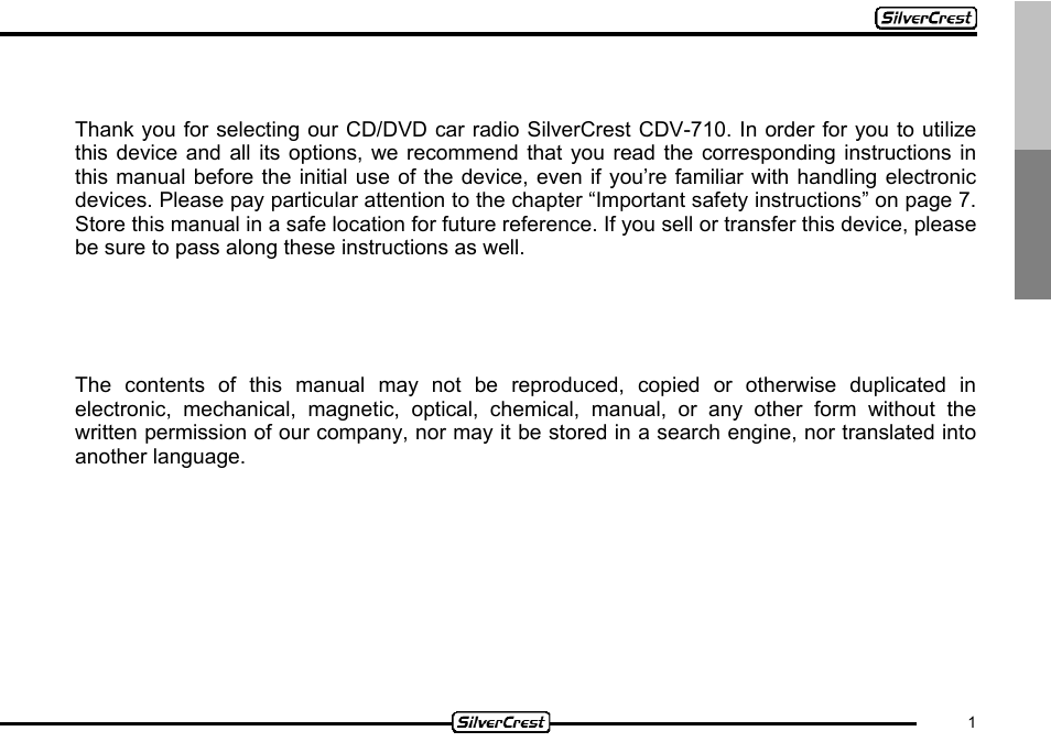 Silvercrest CDV-710 User Manual | 79 pages