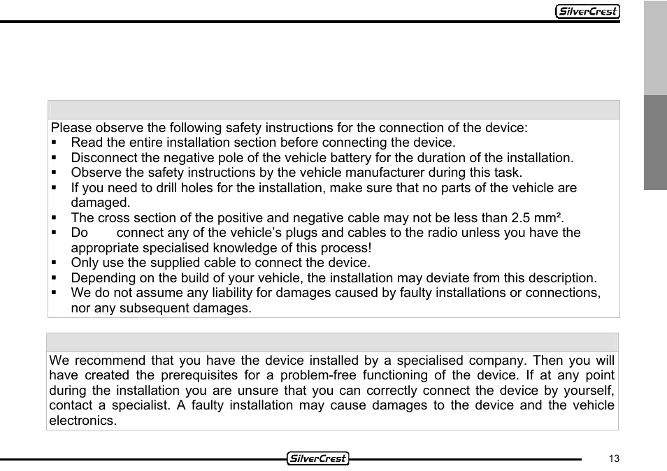 8 installation | Silvercrest CDV-710 User Manual | Page 13 / 79