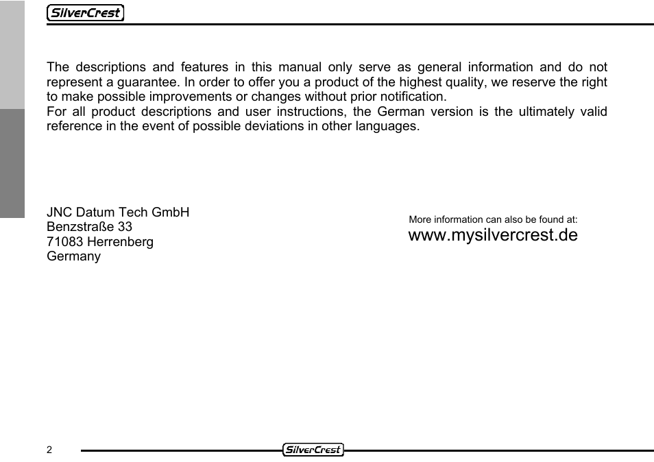 3 declaration, 4 manufacturer information | Silvercrest CDV-710 User Manual | Page 2 / 79