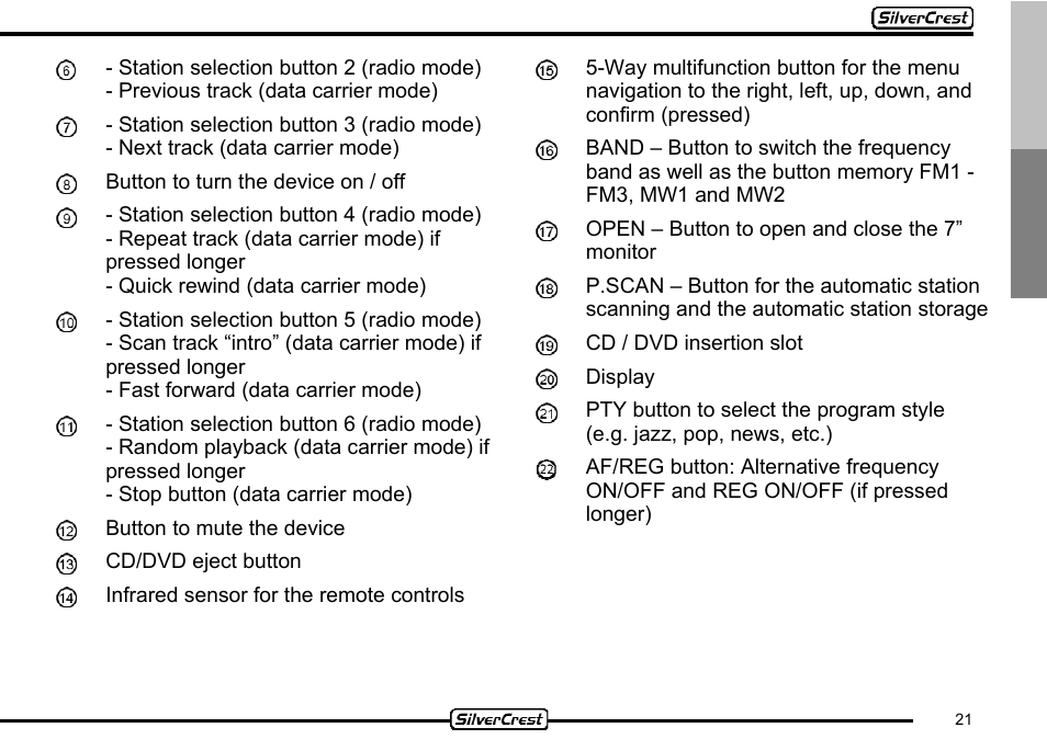 Silvercrest CDV-710 User Manual | Page 21 / 79