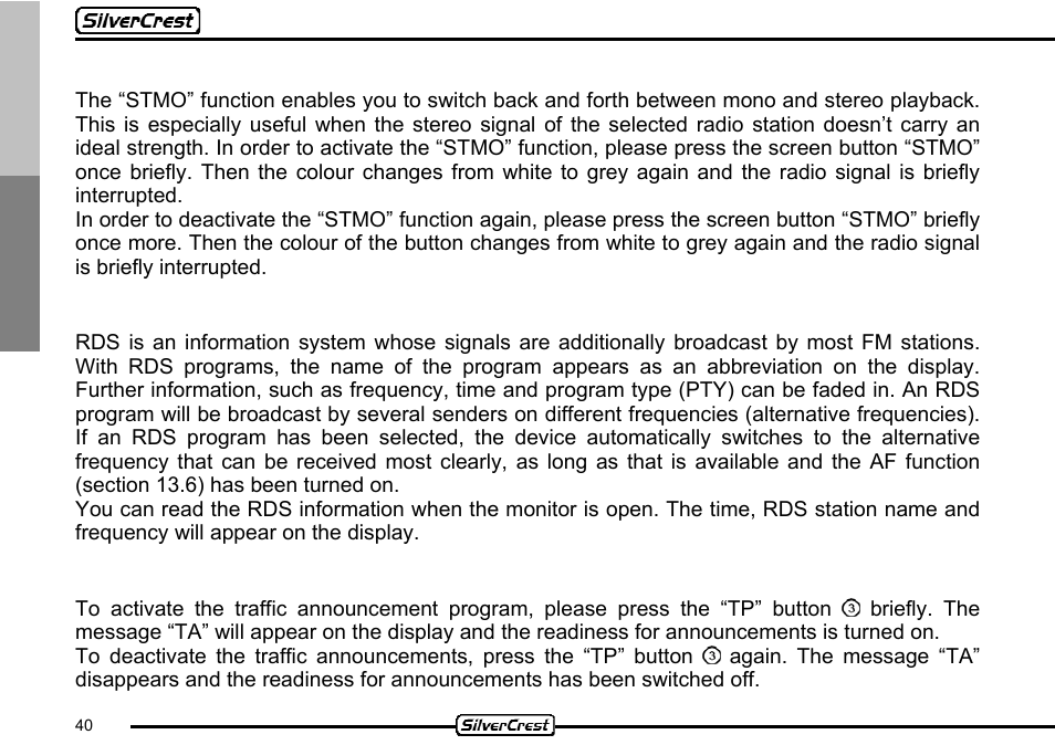 Silvercrest CDV-710 User Manual | Page 40 / 79