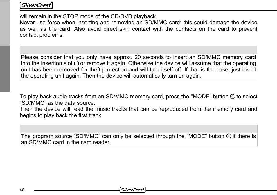 Silvercrest CDV-710 User Manual | Page 48 / 79