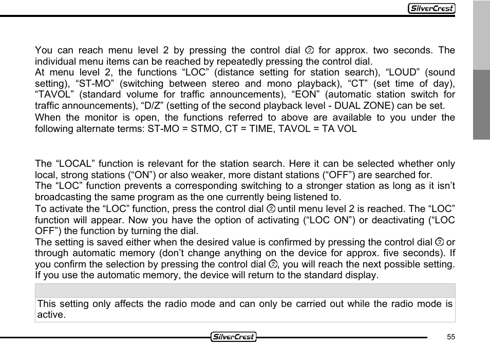 21 menu level 2 | Silvercrest CDV-710 User Manual | Page 55 / 79