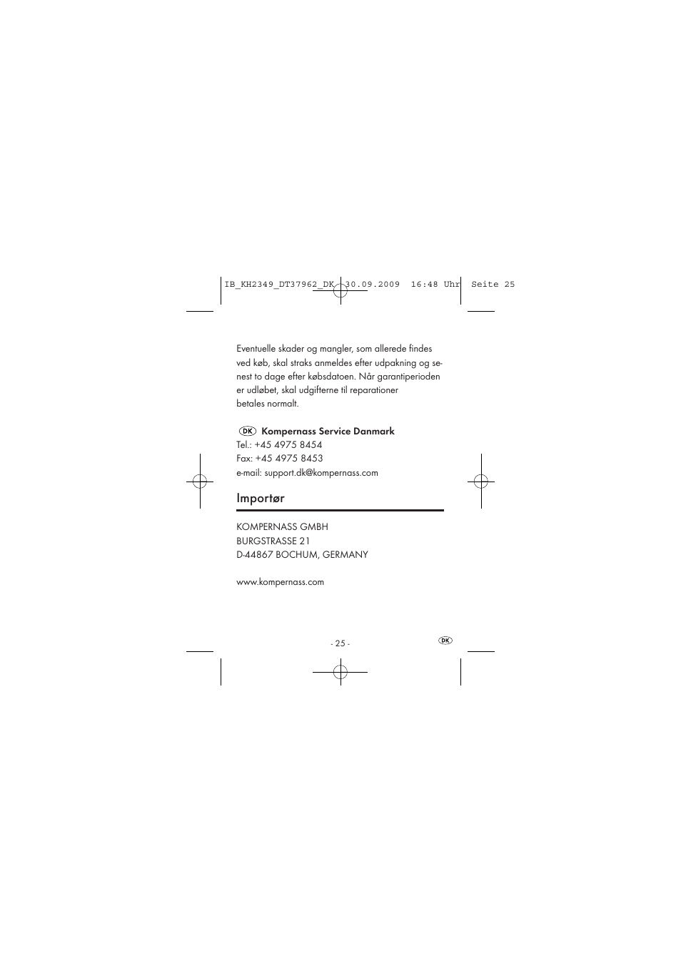 Importør | Silvercrest KH2349 User Manual | Page 27 / 28