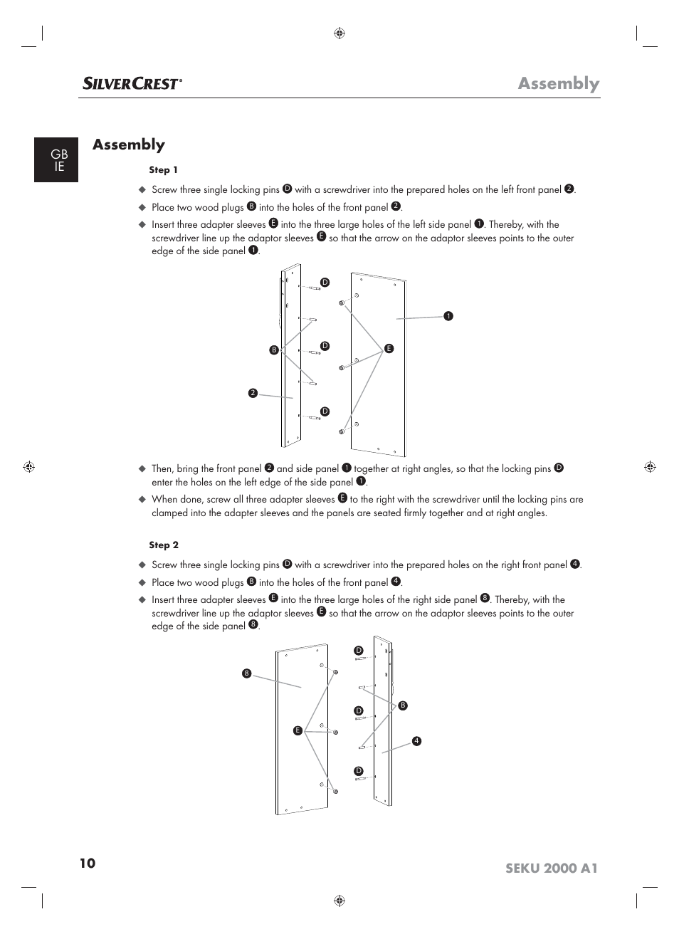 Assembly | Silvercrest SEKU 2000 A16 User Manual | Page 11 / 19