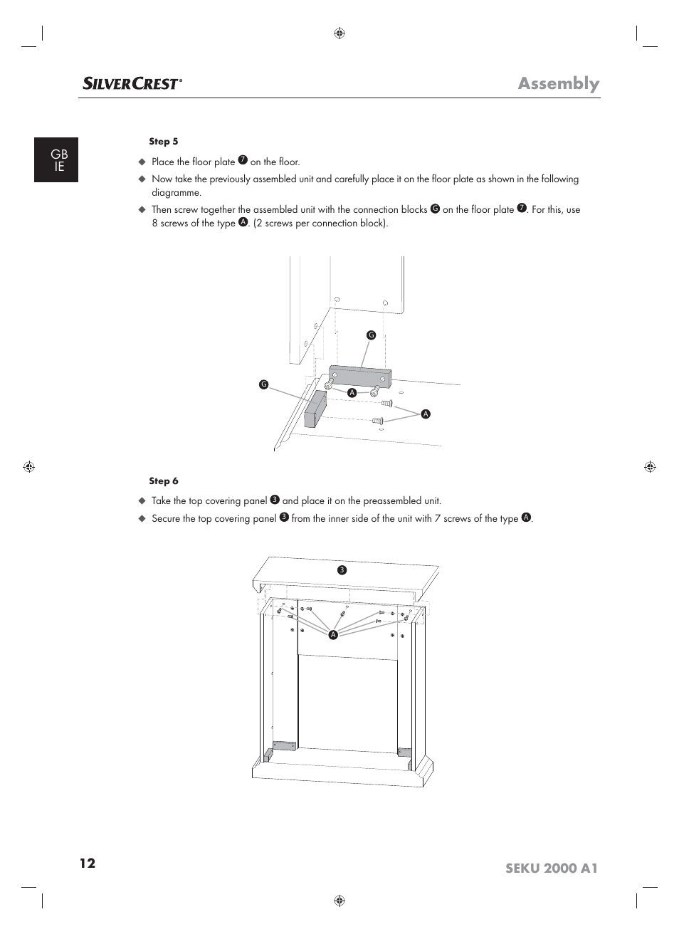 Assembly | Silvercrest SEKU 2000 A16 User Manual | Page 13 / 19