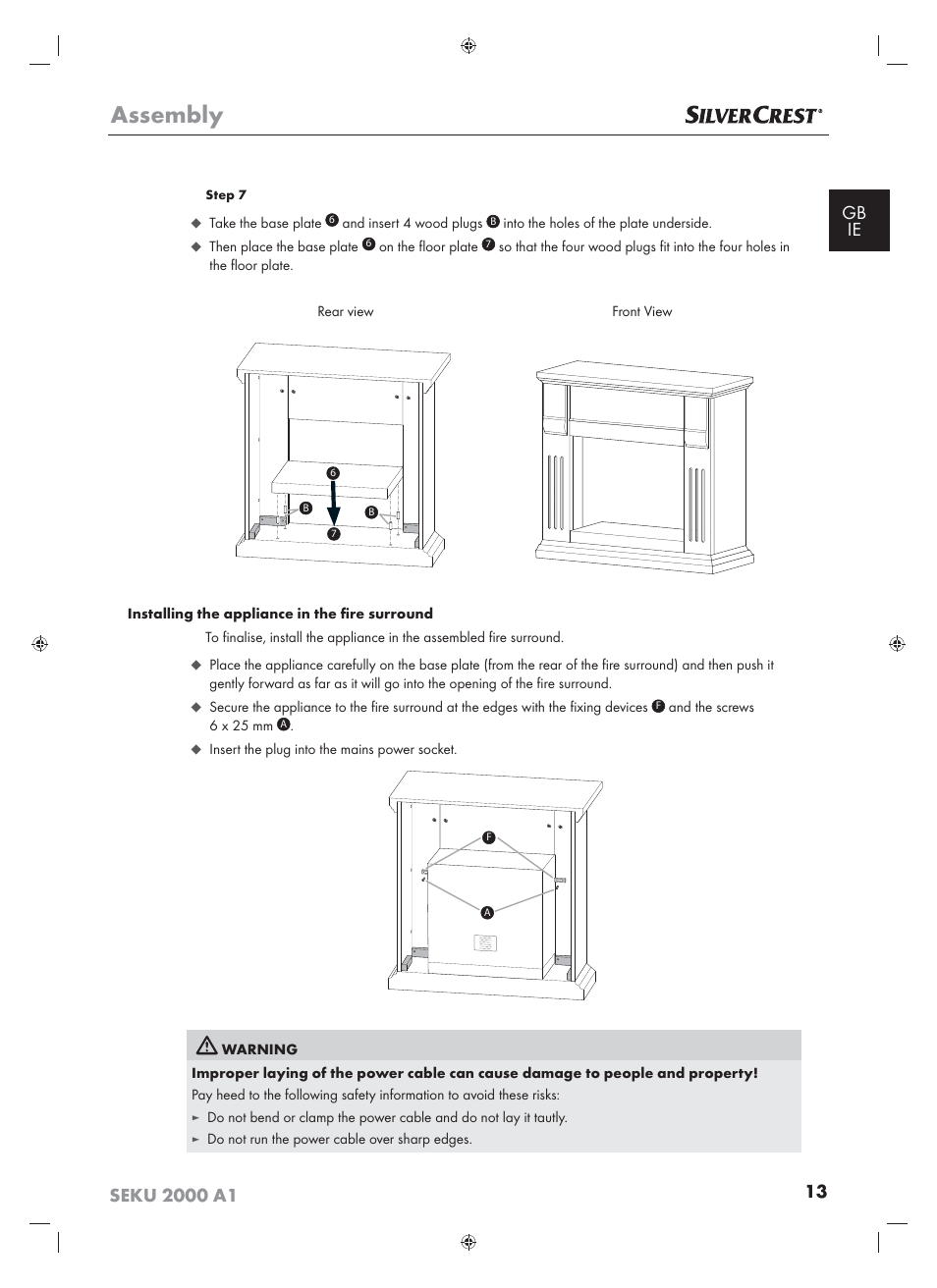 Assembly | Silvercrest SEKU 2000 A16 User Manual | Page 14 / 19