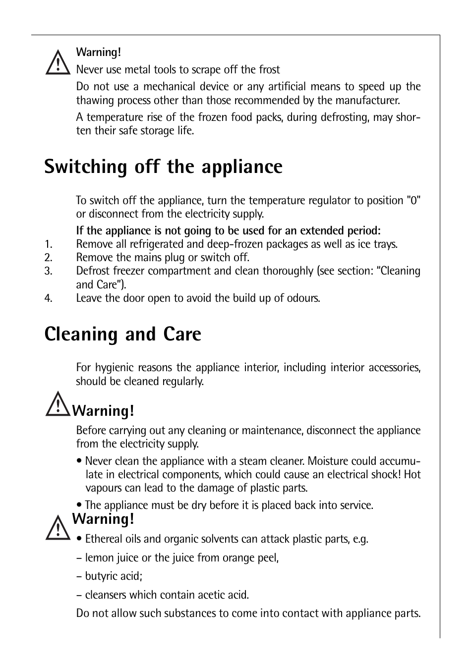 Switching off the appliance, Cleaning and care, Warning | Santoni Shoes C 8 16 41 I User Manual | Page 13 / 28