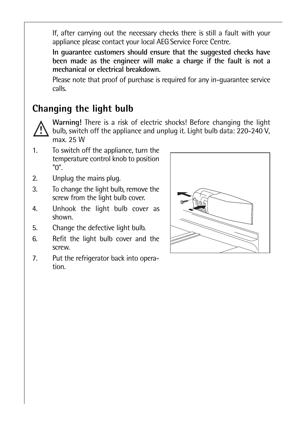 Changing the light bulb | Santoni Shoes C 8 16 41 I User Manual | Page 16 / 28