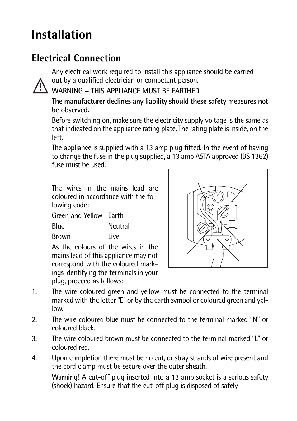 Installation, Electrical connection | Santoni Shoes C 8 16 41 I User Manual | Page 19 / 28