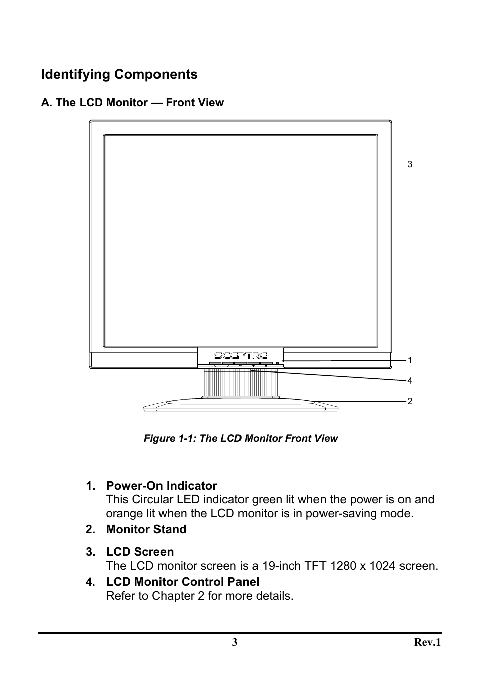 Identifying components | Sceptre Technologies LCD Monitor X9C-NagaV User Manual | Page 7 / 22