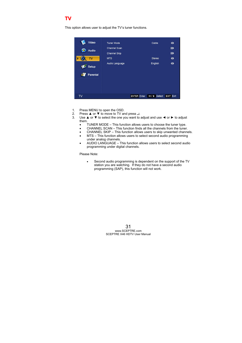Sceptre Technologies X46 User Manual | Page 31 / 53