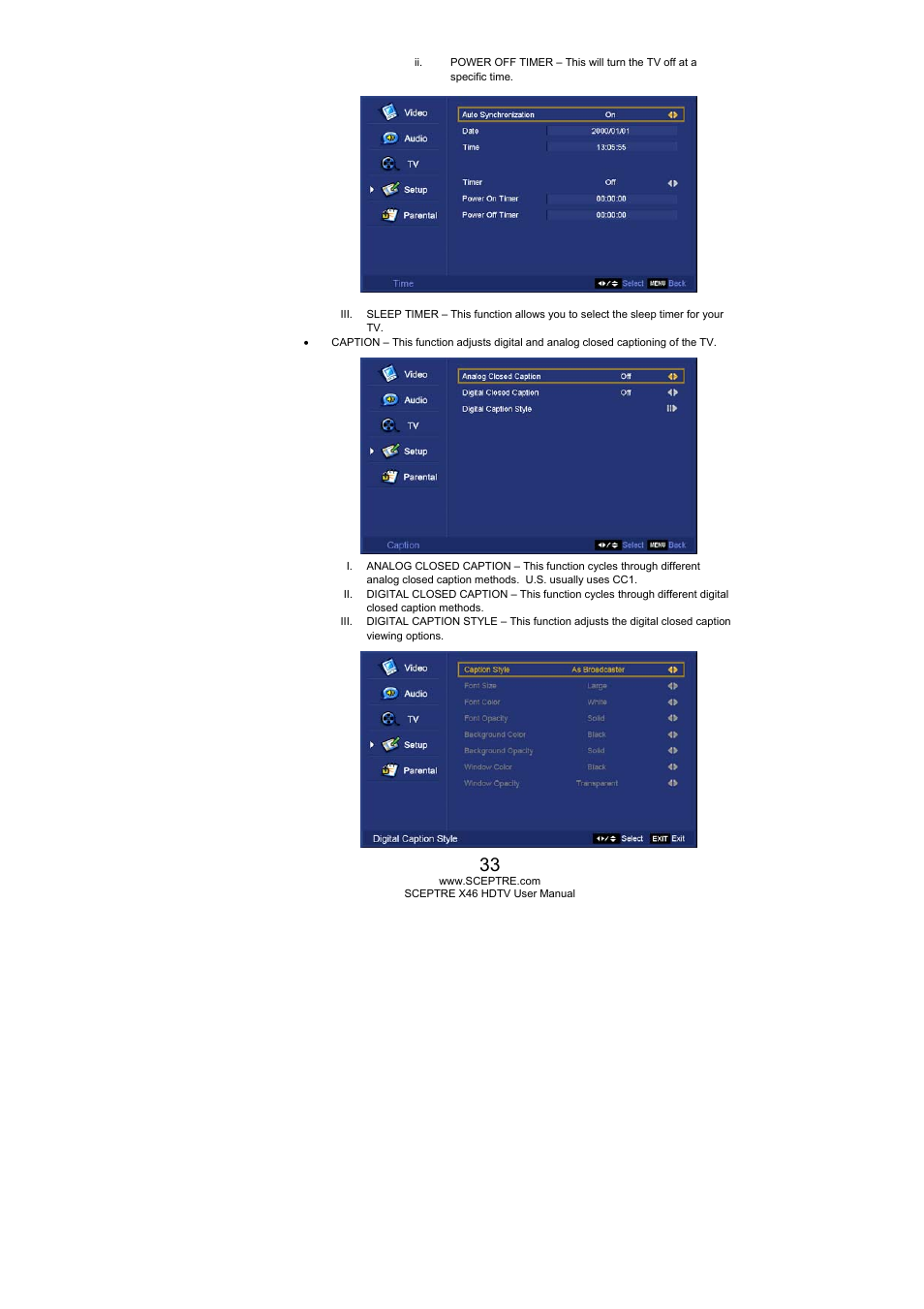 Sceptre Technologies X46 User Manual | Page 33 / 53