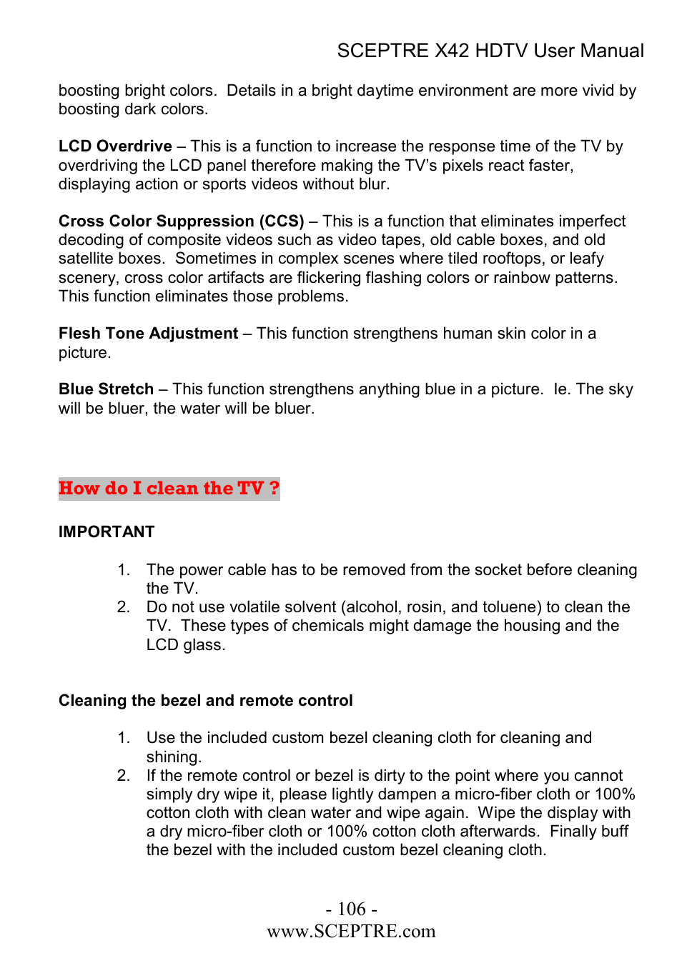 Sceptre Technologies X42 User Manual | Page 106 / 119