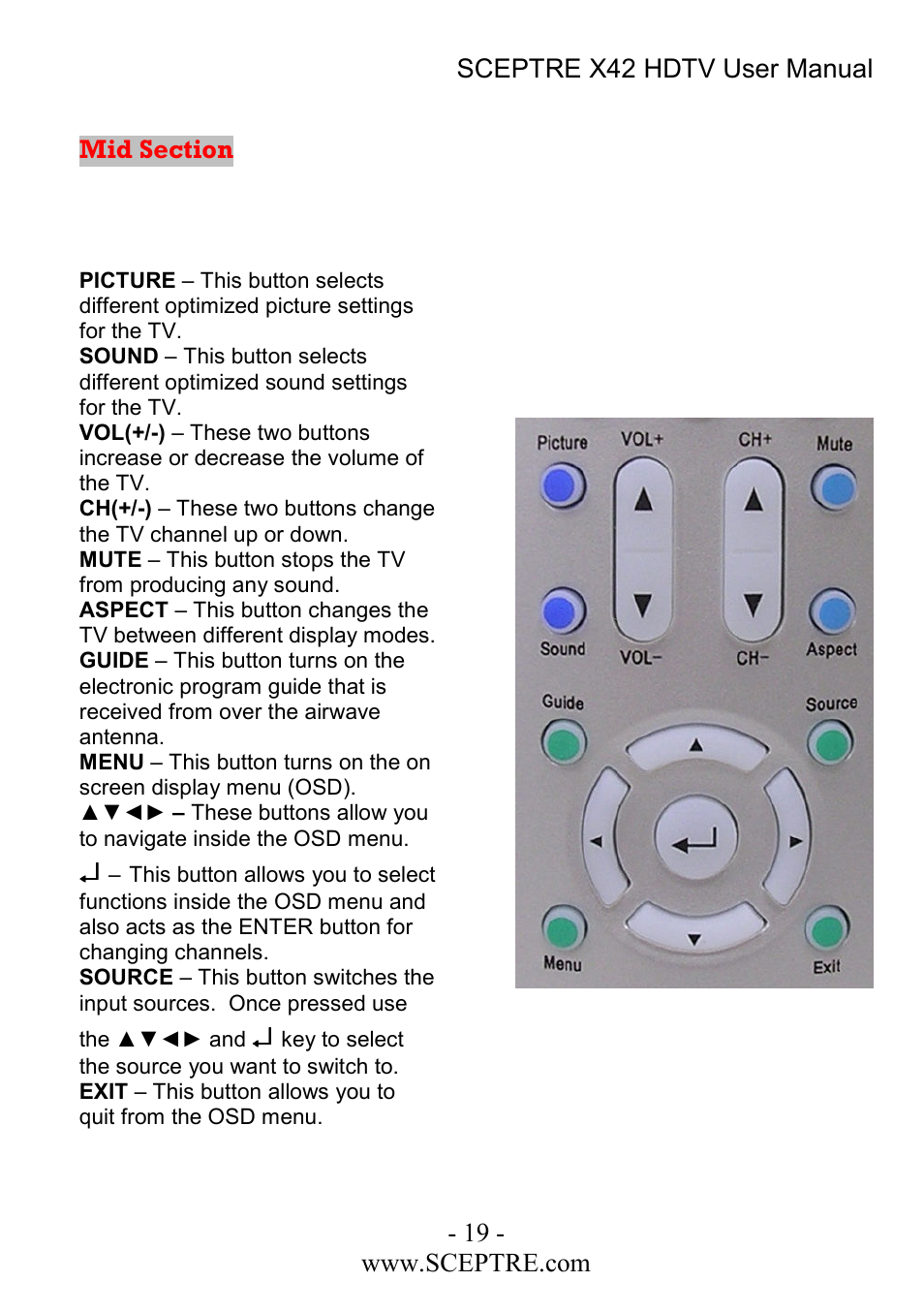 Sceptre Technologies X42 User Manual | Page 19 / 119