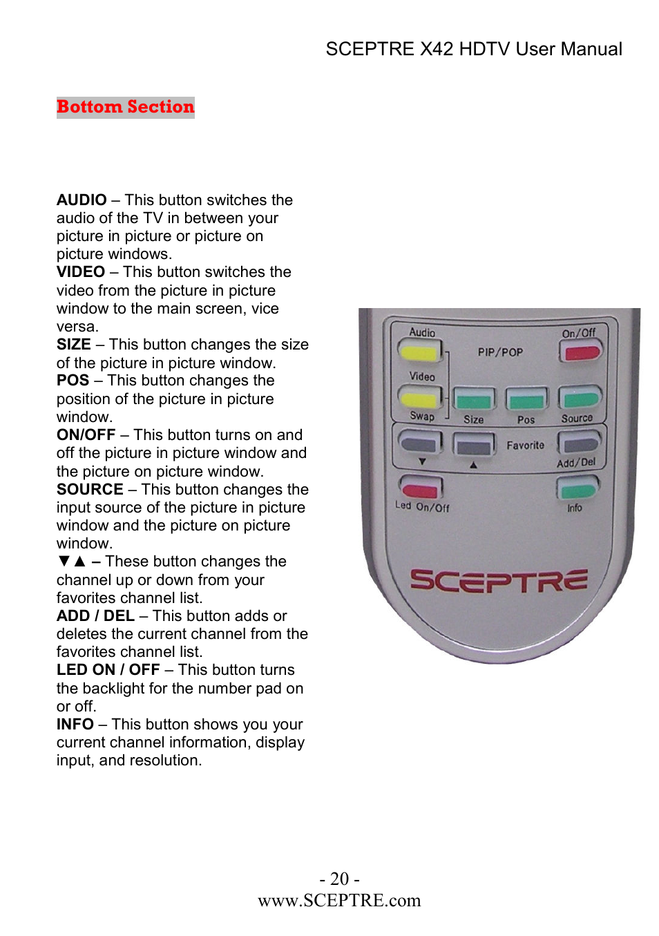 Sceptre Technologies X42 User Manual | Page 20 / 119