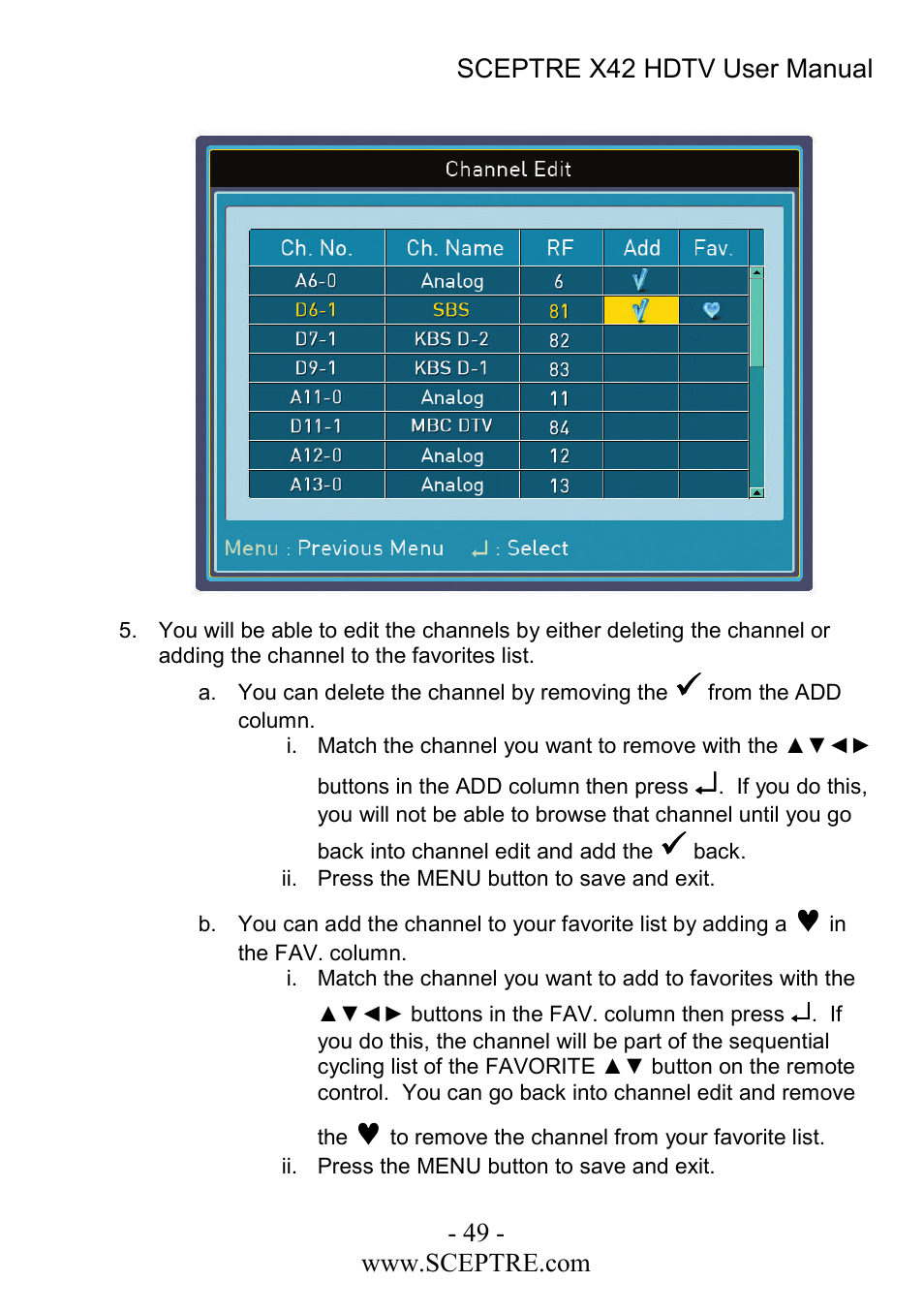 Sceptre Technologies X42 User Manual | Page 49 / 119