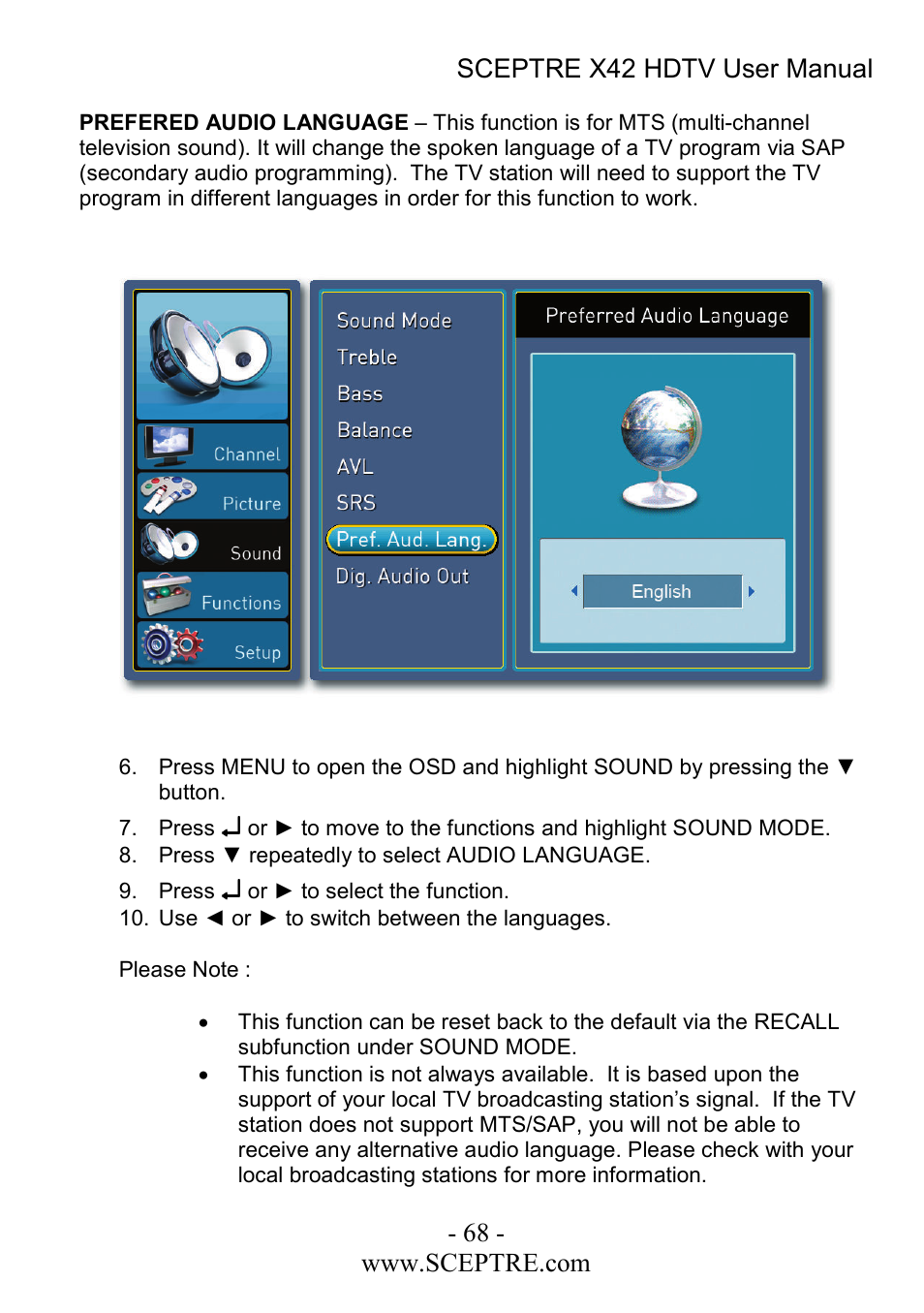 Sceptre Technologies X42 User Manual | Page 68 / 119