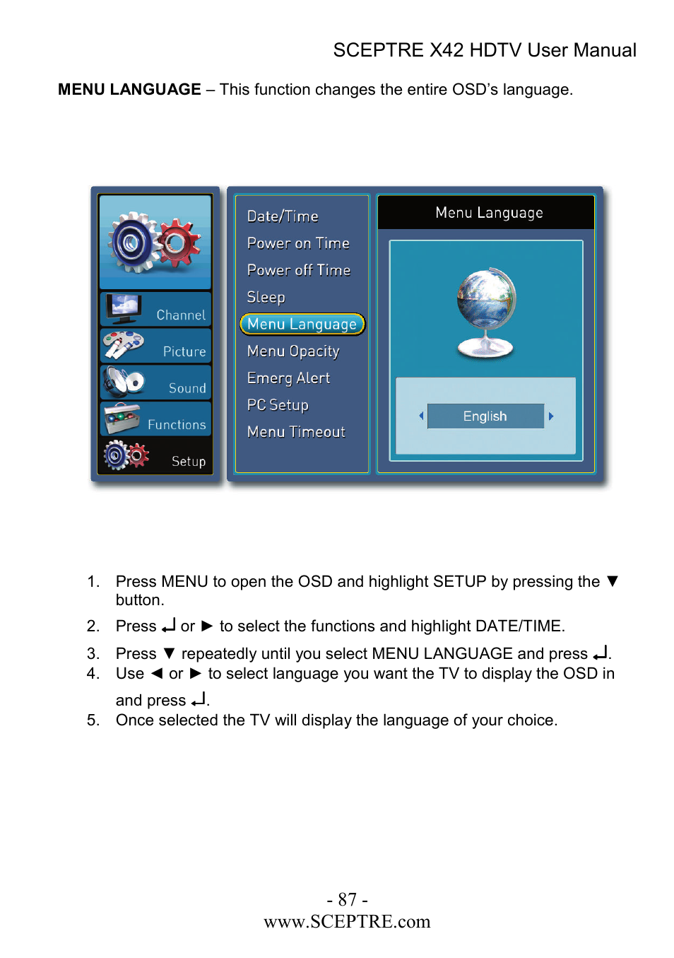 Sceptre Technologies X42 User Manual | Page 87 / 119