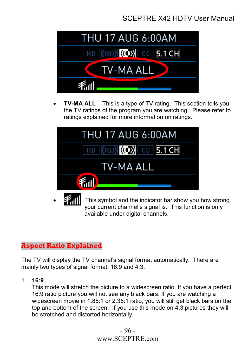 Sceptre Technologies X42 User Manual | Page 96 / 119