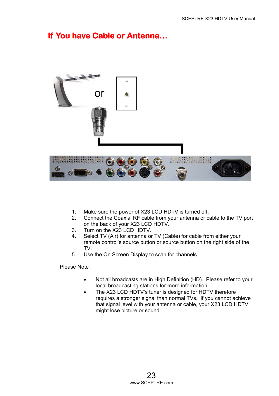 If you have cable or antenna | Sceptre X23PV-KOMODO User Manual | Page 23 / 79