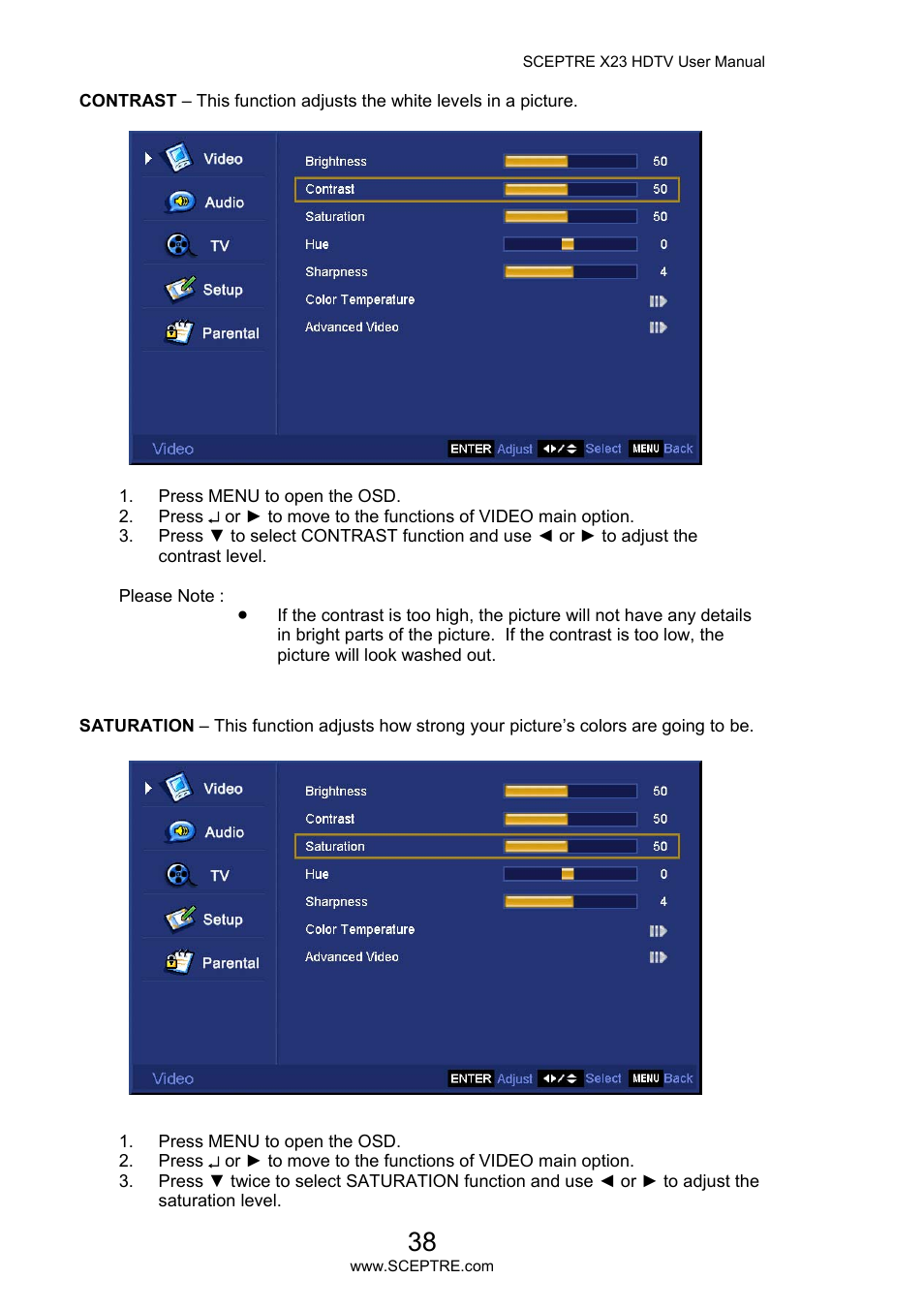 Sceptre X23PV-KOMODO User Manual | Page 38 / 79