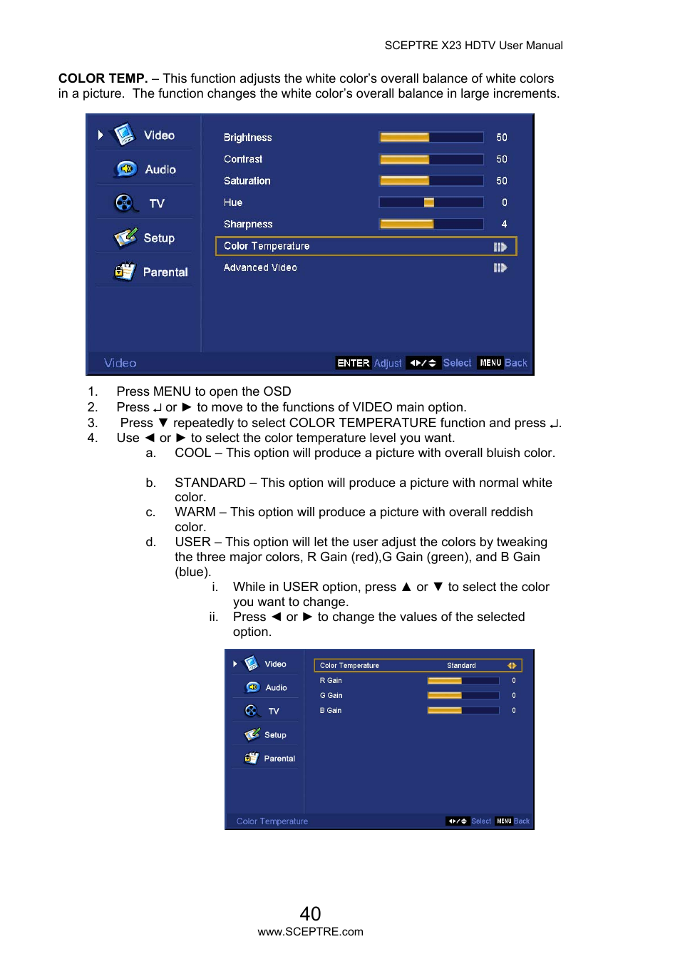 Sceptre X23PV-KOMODO User Manual | Page 40 / 79
