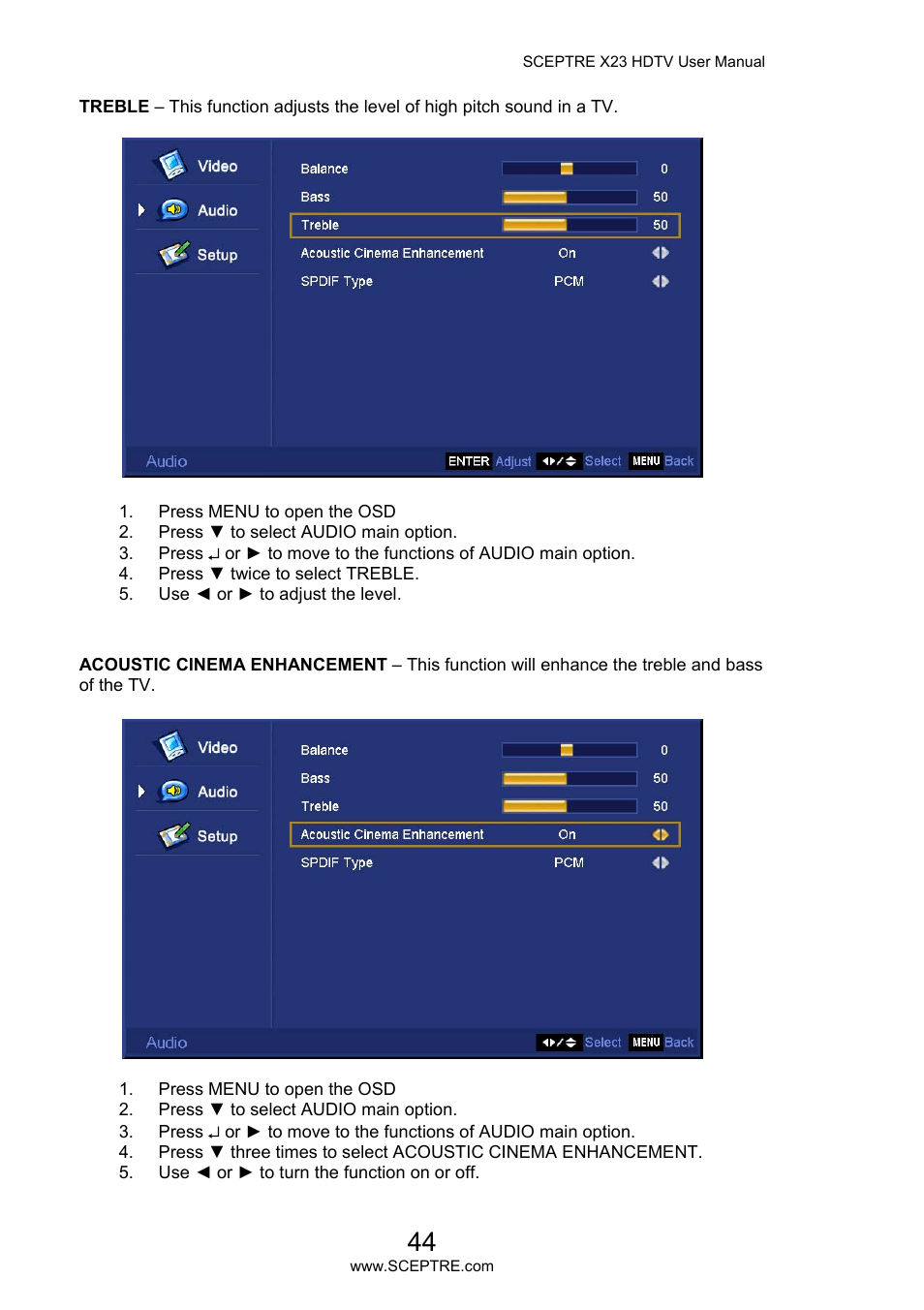 Sceptre X23PV-KOMODO User Manual | Page 44 / 79