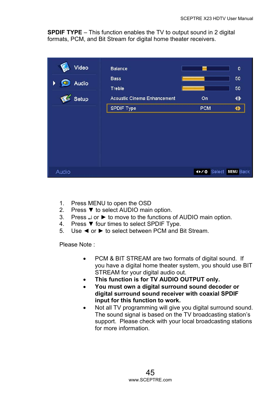 Sceptre X23PV-KOMODO User Manual | Page 45 / 79