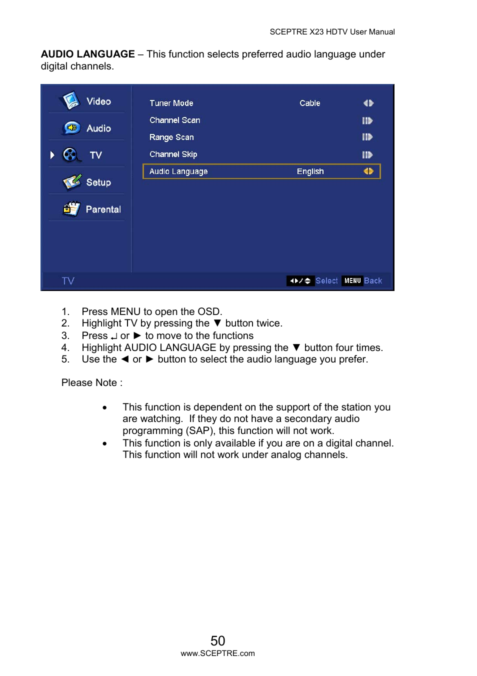 Sceptre X23PV-KOMODO User Manual | Page 50 / 79