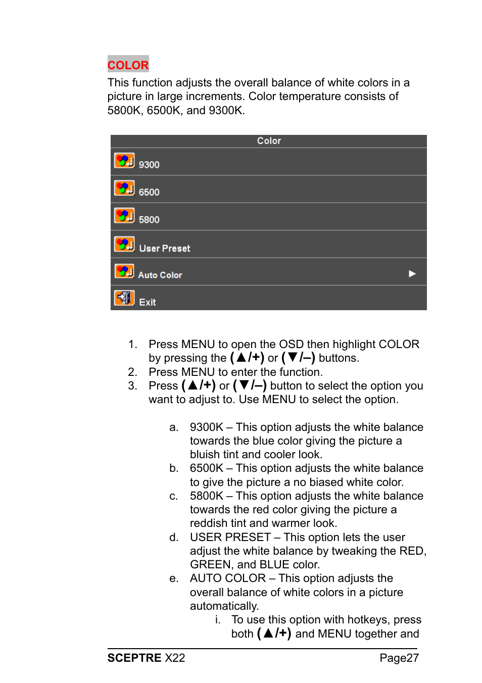 Sceptre Technologies X22 User Manual | Page 27 / 44