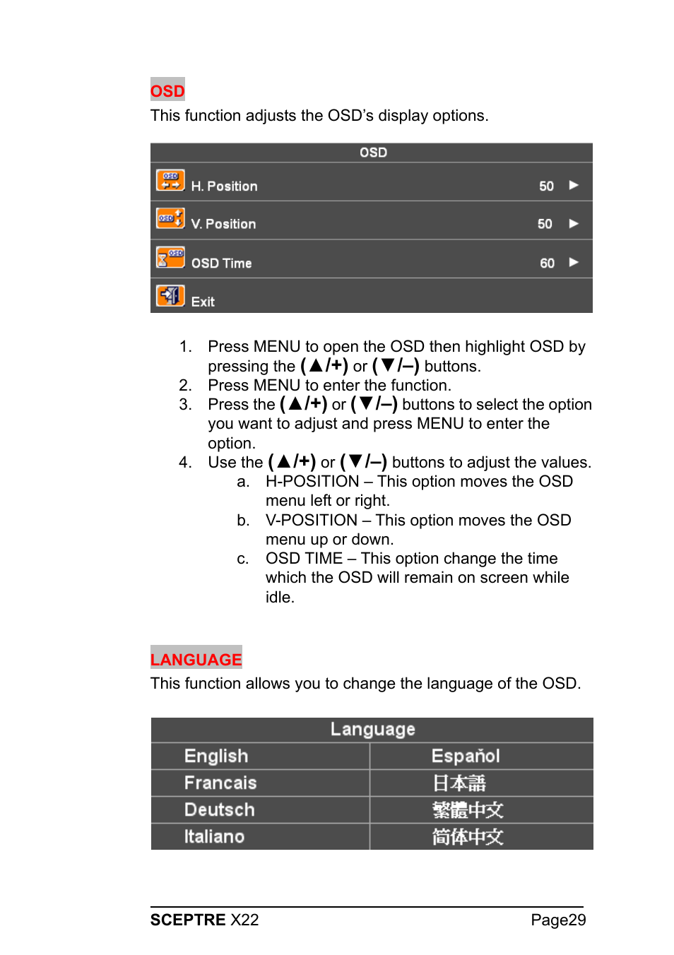 Sceptre Technologies X22 User Manual | Page 29 / 44