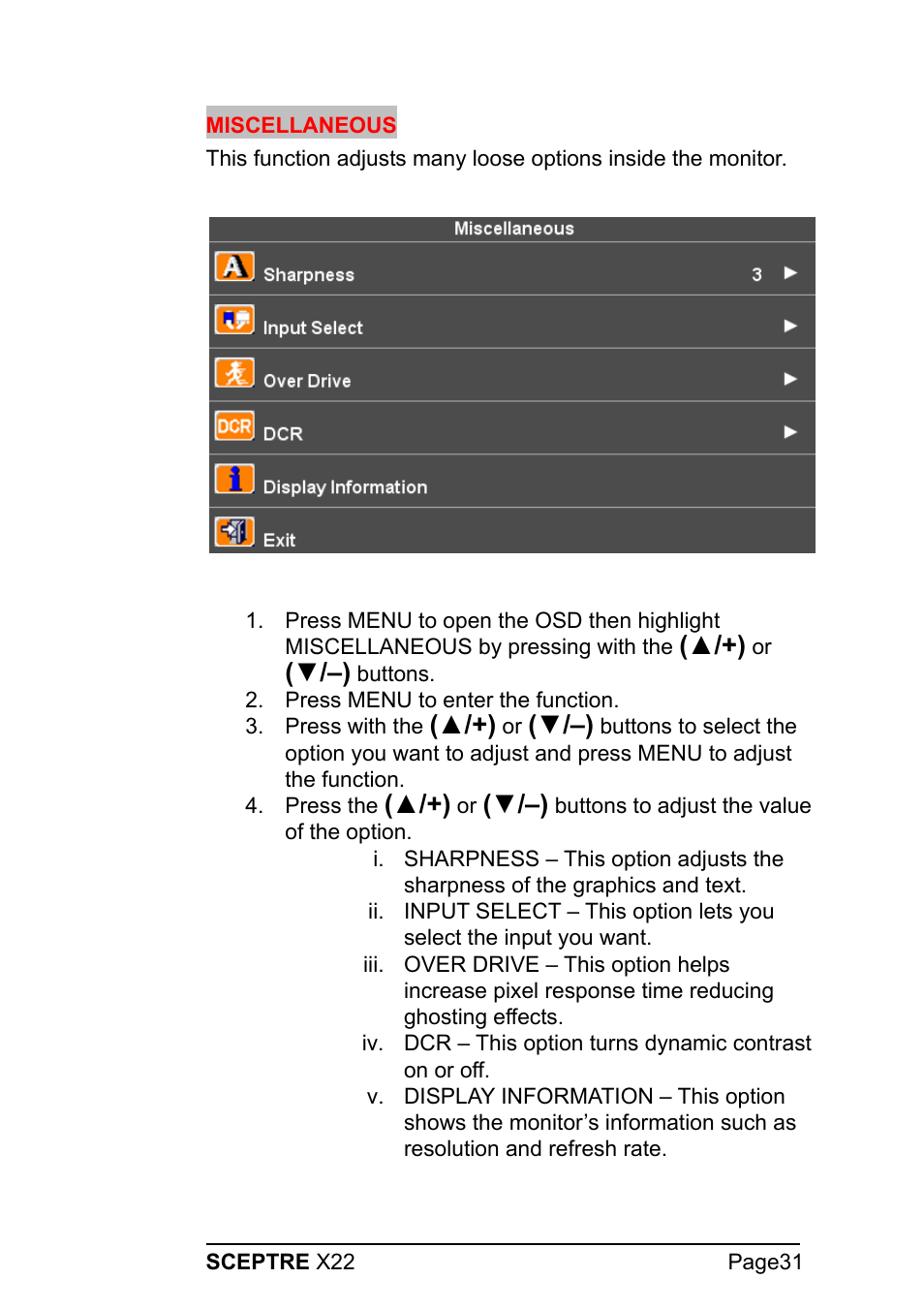 Sceptre Technologies X22 User Manual | Page 31 / 44